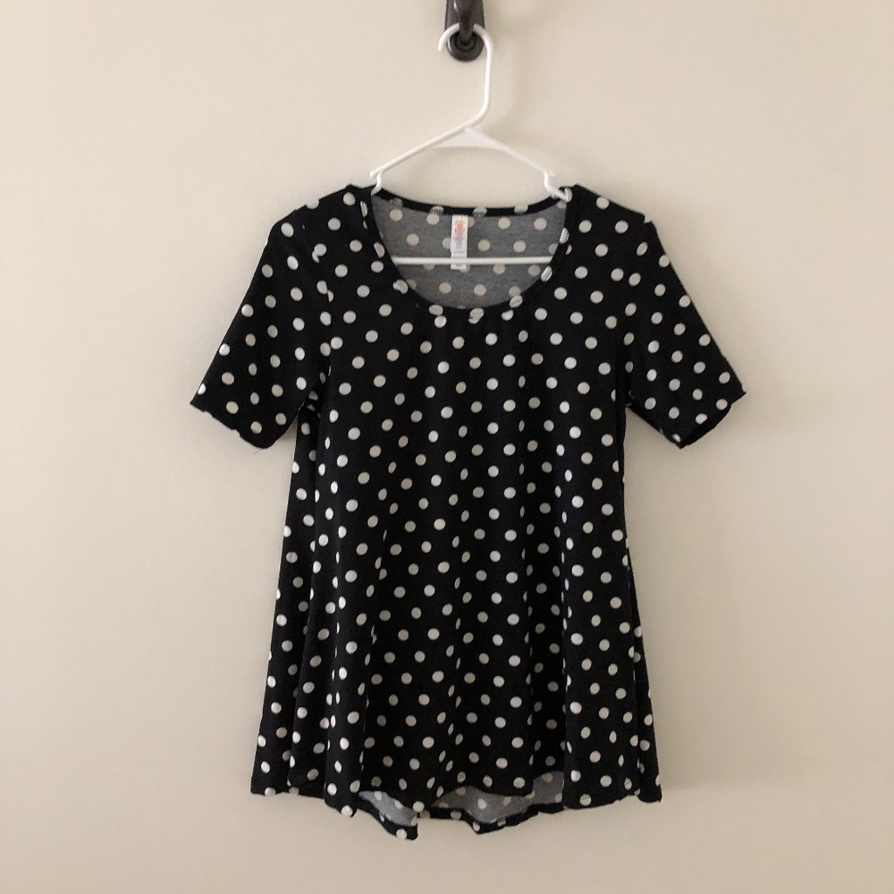 LuLaRoe Perfect T - White Polka Dot - XXS
